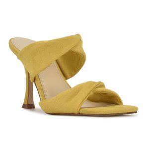 Nine West Seeya Heeled Slide Sandals, Yellow, Size 7
